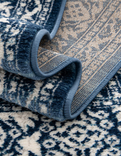 Blue 5' 3 x 5' 3 Boston Square Area Rug 55% Polypropylene & 45% Polyester Easy Clean Traditional Classical Carpet for Contemporary Living Dining Room Office Space for Sale at Rug Engine