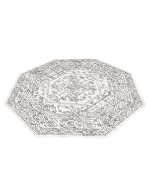 White 5' 3 x 5' 3 Boston Octagon Area Rug 55% Polypropylene & 45% Polyester Easy Clean Traditional Classical Carpet for Contemporary Living Dining Room Office Space for Sale at Rug Engine