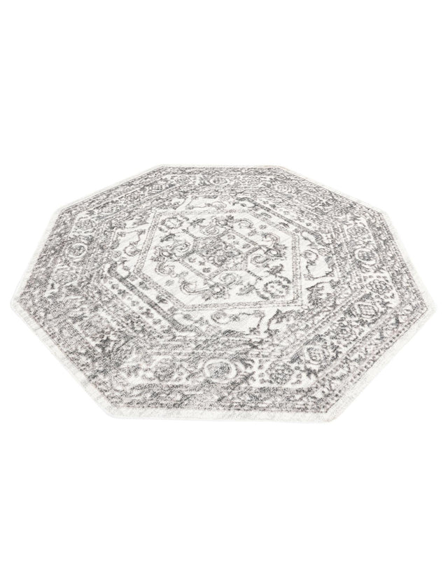 White 5' 3 x 5' 3 Boston Octagon Area Rug 55% Polypropylene & 45% Polyester Easy Clean Traditional Classical Carpet for Contemporary Living Dining Room Office Space for Sale at Rug Engine