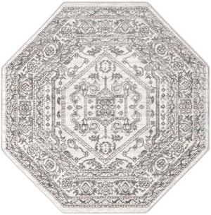 White 5' 3 x 5' 3 Boston Octagon Area Rug 55% Polypropylene & 45% Polyester Easy Clean Traditional Classical Carpet for Contemporary Living Dining Room Office Space for Sale at Rug Engine