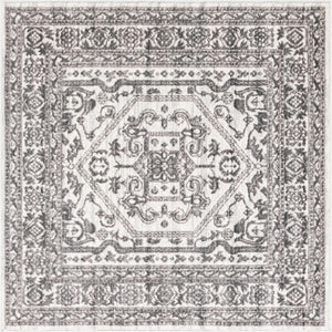 White 5' 3 x 5' 3 Boston Square Area Rug 55% Polypropylene & 45% Polyester Easy Clean Traditional Classical Carpet for Contemporary Living Dining Room Office Space for Sale at Rug Engine