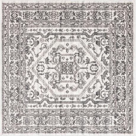 White 5' 3 x 5' 3 Boston Square Area Rug 55% Polypropylene & 45% Polyester Easy Clean Traditional Classical Carpet for Contemporary Living Dining Room Office Space for Sale at Rug Engine