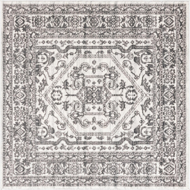 White 5' 3 x 5' 3 Boston Square Area Rug 55% Polypropylene & 45% Polyester Easy Clean Traditional Classical Carpet for Contemporary Living Dining Room Office Space for Sale at Rug Engine