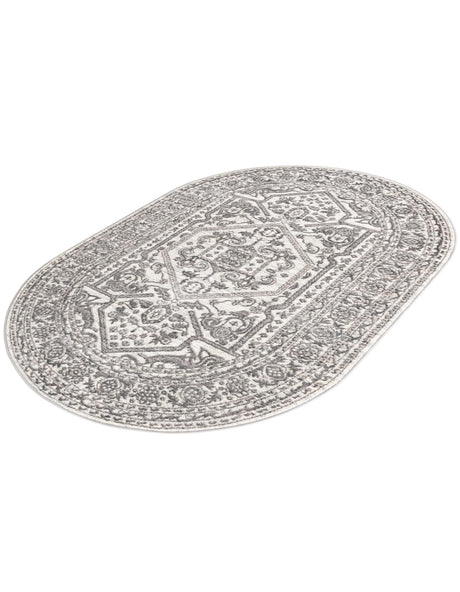 White 5' 3 x 8' Boston Oval Area Rug 55% Polypropylene & 45% Polyester Easy Clean Traditional Classical Carpet for Contemporary Living Dining Room Office Space for Sale at Rug Engine