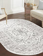 White 3' 3 x 5' 3 Boston Oval Area Rug 55% Polypropylene & 45% Polyester Easy Clean Traditional Classical Carpet for Contemporary Living Dining Room Office Space for Sale at Rug Engine