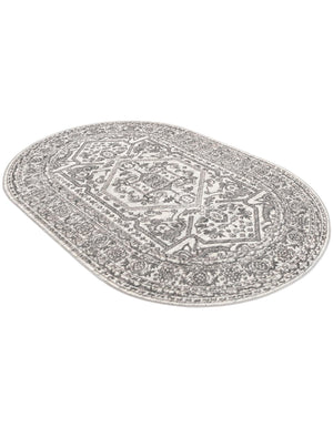 White 5' 3 x 8' Boston Oval Area Rug 55% Polypropylene & 45% Polyester Easy Clean Traditional Classical Carpet for Contemporary Living Dining Room Office Space for Sale at Rug Engine