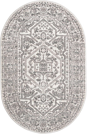 White 5' 3 x 8' Boston Oval Area Rug 55% Polypropylene & 45% Polyester Easy Clean Traditional Classical Carpet for Contemporary Living Dining Room Office Space for Sale at Rug Engine