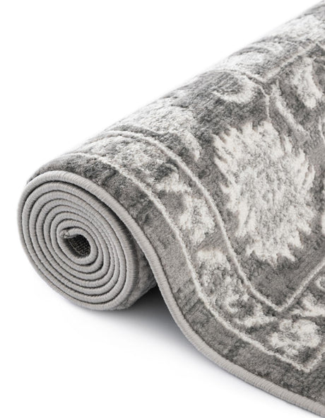 Gray 5' 3 x 5' 3 Boston Octagon Area Rug 55% Polypropylene & 45% Polyester Easy Clean Traditional Classical Carpet for Contemporary Living Dining Room Office Space for Sale at Rug Engine