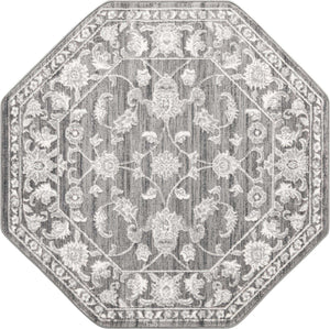 Gray 5' 3 x 5' 3 Boston Octagon Area Rug 55% Polypropylene & 45% Polyester Easy Clean Traditional Classical Carpet for Contemporary Living Dining Room Office Space for Sale at Rug Engine