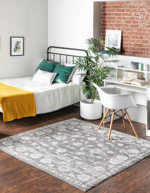 Gray 3' 3 x 3' 3 Boston Square Area Rug 55% Polypropylene & 45% Polyester Easy Clean Traditional Classical Carpet for Contemporary Living Dining Room Office Space for Sale at Rug Engine