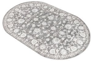 Gray 5' 3 x 8' Boston Oval Area Rug 55% Polypropylene & 45% Polyester Easy Clean Traditional Classical Carpet for Contemporary Living Dining Room Office Space for Sale at Rug Engine