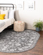Gray 3' 3 x 5' 3 Boston Oval Area Rug 55% Polypropylene & 45% Polyester Easy Clean Traditional Classical Carpet for Contemporary Living Dining Room Office Space for Sale at Rug Engine
