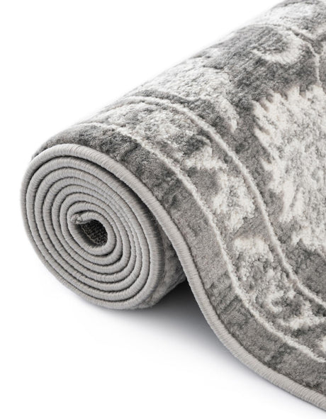 Gray 5' 3 x 8' Boston Oval Area Rug 55% Polypropylene & 45% Polyester Easy Clean Traditional Classical Carpet for Contemporary Living Dining Room Office Space for Sale at Rug Engine