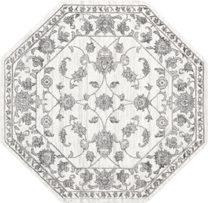 white Gray 5' 3 x 5' 3 Boston Octagon Area Rug 55% Polypropylene & 45% Polyester Easy Clean Traditional Classical Carpet for Contemporary Living Dining Room Office Space for Sale at Rug Engine
