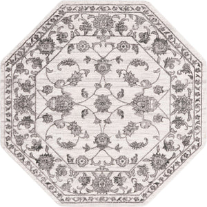 white Gray 5' 3 x 5' 3 Boston Octagon Area Rug 55% Polypropylene & 45% Polyester Easy Clean Traditional Classical Carpet for Contemporary Living Dining Room Office Space for Sale at Rug Engine
