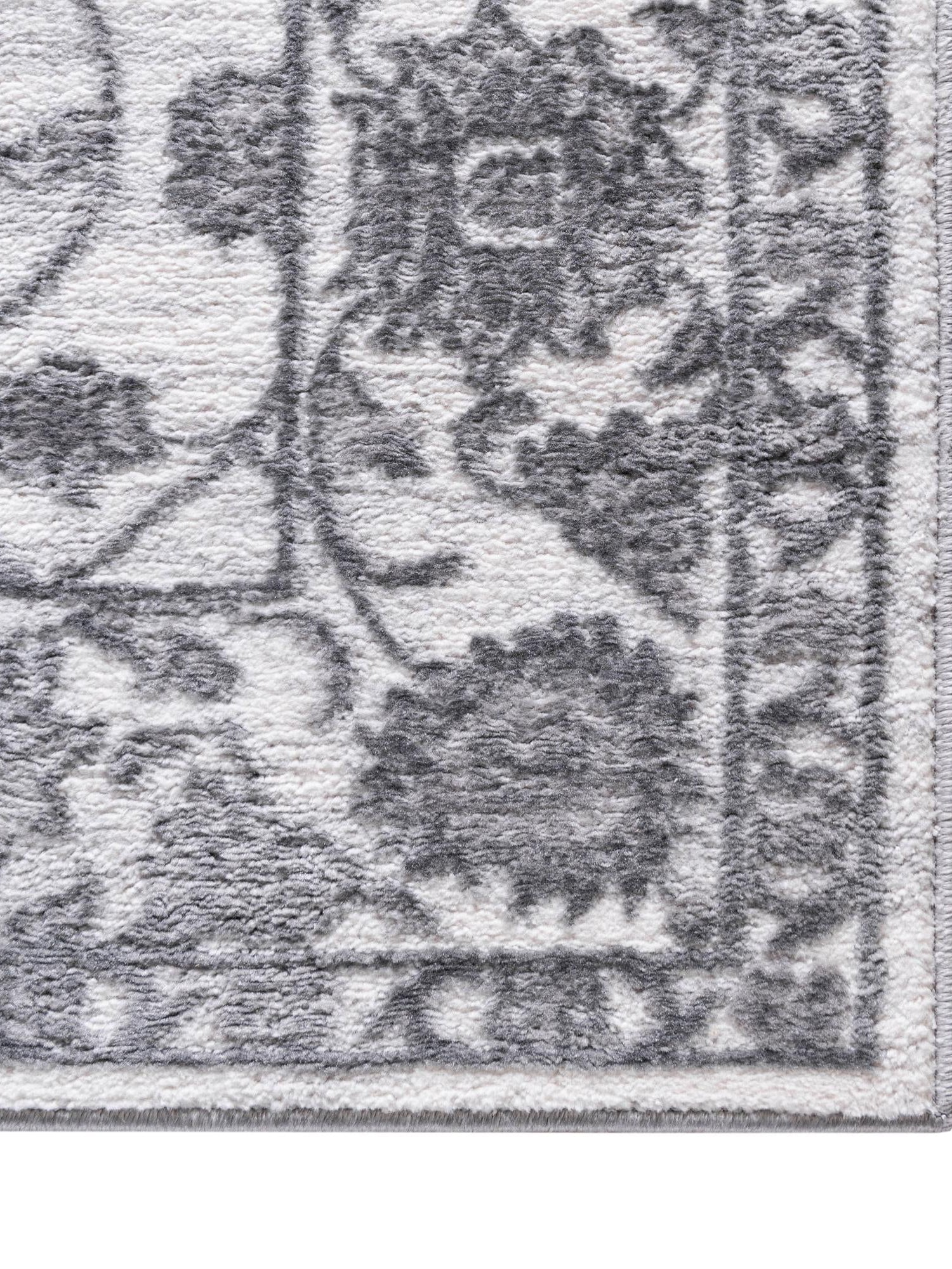 white Gray 3' 3 x 3' 3 Boston Square Area Rug 55% Polypropylene & 45% Polyester Easy Clean Traditional Classical Carpet for Contemporary Living Dining Room Office Space for Sale at Rug Engine