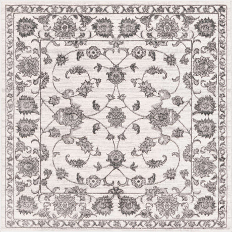 white Gray 5' 3 x 5' 3 Boston Square Area Rug 55% Polypropylene & 45% Polyester Easy Clean Traditional Classical Carpet for Contemporary Living Dining Room Office Space for Sale at Rug Engine