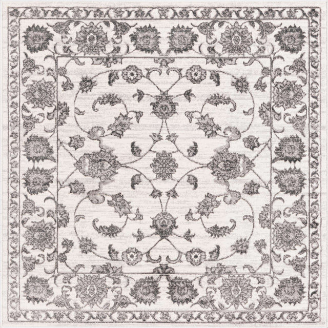 white Gray 5' 3 x 5' 3 Boston Square Area Rug 55% Polypropylene & 45% Polyester Easy Clean Traditional Classical Carpet for Contemporary Living Dining Room Office Space for Sale at Rug Engine