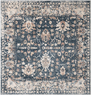 Blue 5' 3 x 5' 3 Portland Square Area Rug 85% Polypropylene & 15% Polyester Vintage Distressed Traditional Carpet for Home Decor for Sale at Rug Engine
