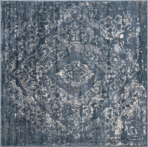 Blue 5' 3 x 5' 3 Portland Square Area Rug 85% Polypropylene & 15% Polyester Vintage Distressed Traditional Carpet for Home Decor for Sale at Rug Engine