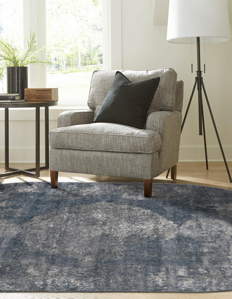 Blue 5' 3 x 8' Portland Oval Area Rug 85% Polypropylene & 15% Polyester Vintage Distressed Traditional Carpet for Home Decor for Sale at Rug Engine