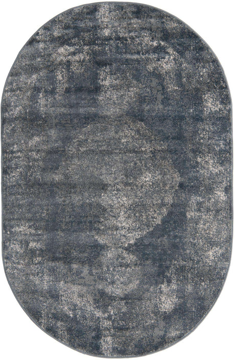 Blue 5' 3 x 8' Portland Oval Area Rug 85% Polypropylene & 15% Polyester Vintage Distressed Traditional Carpet for Home Decor for Sale at Rug Engine