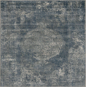 Blue 5' 3 x 5' 3 Portland Square Area Rug 85% Polypropylene & 15% Polyester Vintage Distressed Traditional Carpet for Home Decor for Sale at Rug Engine