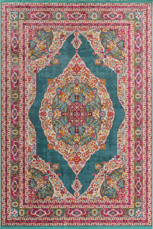 Turquoise 10' x 14' Baracoa Rectangle Area Rug 100% Polypropylene Distressed Vintage Living Dining Room Office Traditional Carpet for Sale at Rug Engine