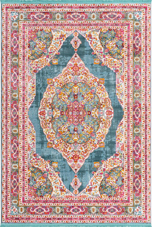 Turquoise 7' x 10' Baracoa Rectangle Area Rug 100% Polypropylene Distressed Vintage Living Dining Room Office Traditional Carpet for Sale at Rug Engine