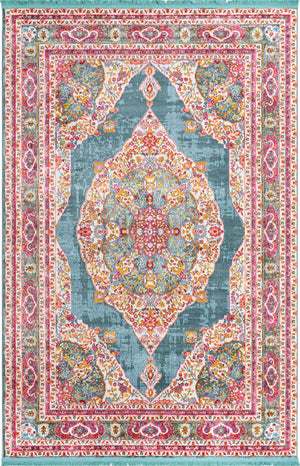 Turquoise 6' x 9' Baracoa Rectangle Area Rug 100% Polypropylene Distressed Vintage Living Dining Room Office Traditional Carpet for Sale at Rug Engine