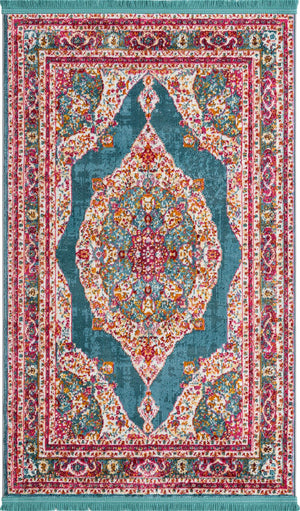 Turquoise 3' 3 x 5' 3 Baracoa Rectangle Area Rug 100% Polypropylene Distressed Vintage Living Dining Room Office Traditional Carpet for Sale at Rug Engine