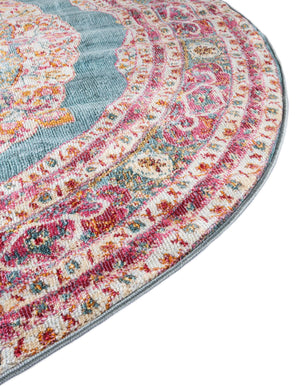 Turquoise 7' 10 x 10' Baracoa Oval Area Rug 100% Polypropylene Distressed Vintage Living Dining Room Office Traditional Carpet for Sale at Rug Engine