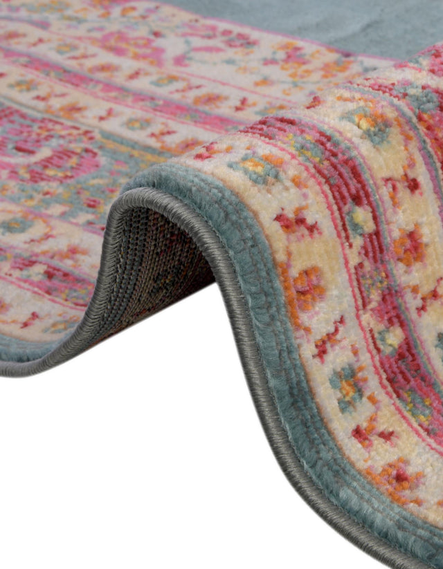 Turquoise 7' 10 x 10' Baracoa Oval Area Rug 100% Polypropylene Distressed Vintage Living Dining Room Office Traditional Carpet for Sale at Rug Engine