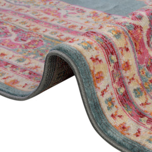 Turquoise 5' x 5' Baracoa Octagon Area Rug 100% Polypropylene Distressed Vintage Living Dining Room Office Traditional Carpet for Sale at Rug Engine