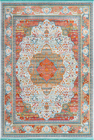 Light Blue 10' x 14' Baracoa Rectangle Area Rug 100% Polypropylene Distressed Vintage Living Dining Room Office Traditional Carpet for Sale at Rug Engine