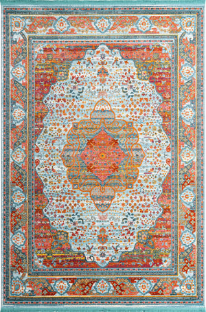 Light Blue 7' 1 x 10' Baracoa Rectangle Area Rug 100% Polypropylene Distressed Vintage Living Dining Room Office Traditional Carpet for Sale at Rug Engine