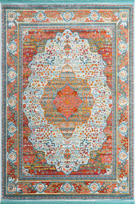 Light Blue 7' 1 x 10' Baracoa Rectangle Area Rug 100% Polypropylene Distressed Vintage Living Dining Room Office Traditional Carpet for Sale at Rug Engine