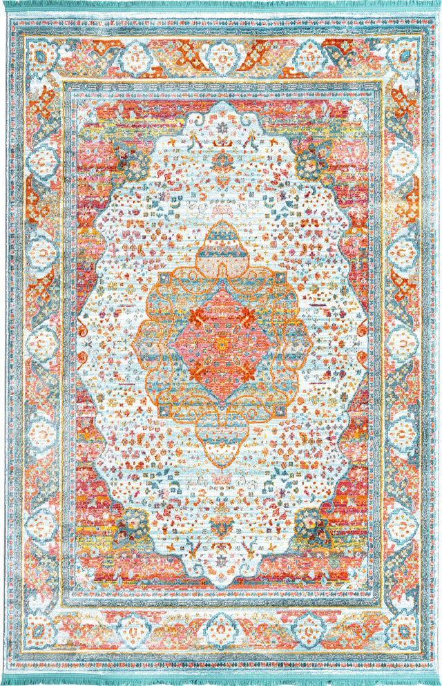 Light Blue 6' x 9' Baracoa Rectangle Area Rug 100% Polypropylene Distressed Vintage Living Dining Room Office Traditional Carpet for Sale at Rug Engine