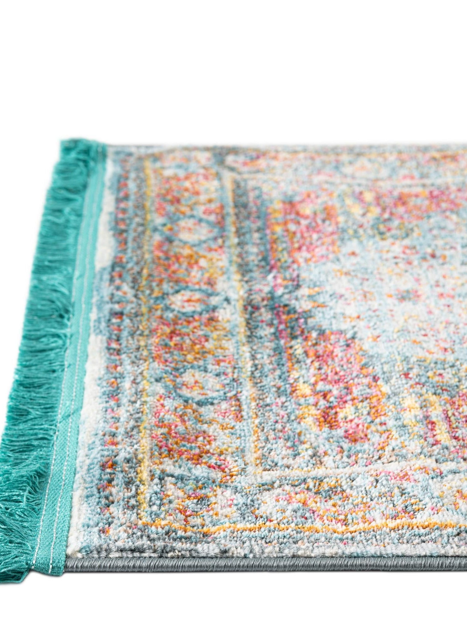 Light Blue 5' x 5' Baracoa Square Area Rug 100% Polypropylene Distressed Vintage Living Dining Room Office Traditional Carpet for Sale at Rug Engine