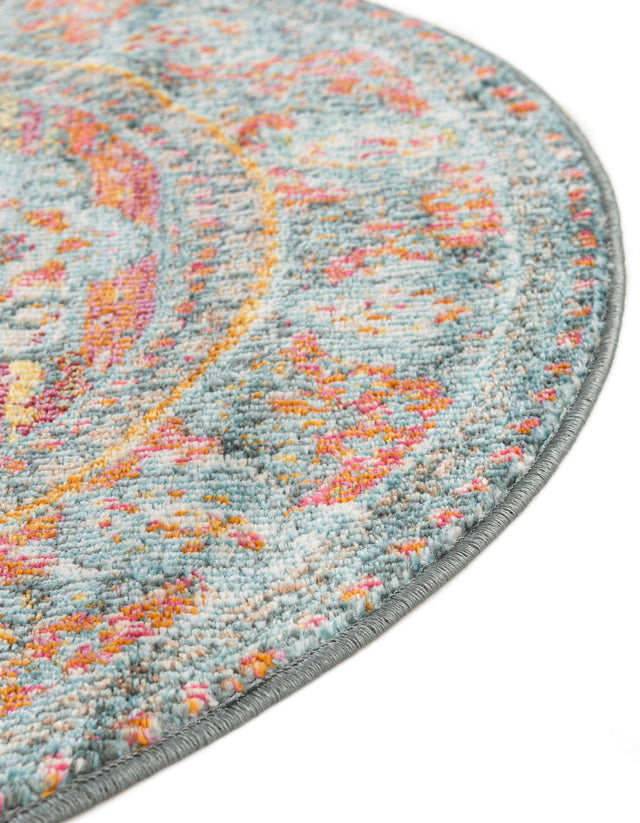Light Blue 5' x 8' Baracoa Oval Area Rug 100% Polypropylene Distressed Vintage Living Dining Room Office Traditional Carpet for Sale at Rug Engine