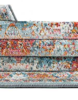 Light Blue 5' x 8' Baracoa Oval Area Rug 100% Polypropylene Distressed Vintage Living Dining Room Office Traditional Carpet for Sale at Rug Engine