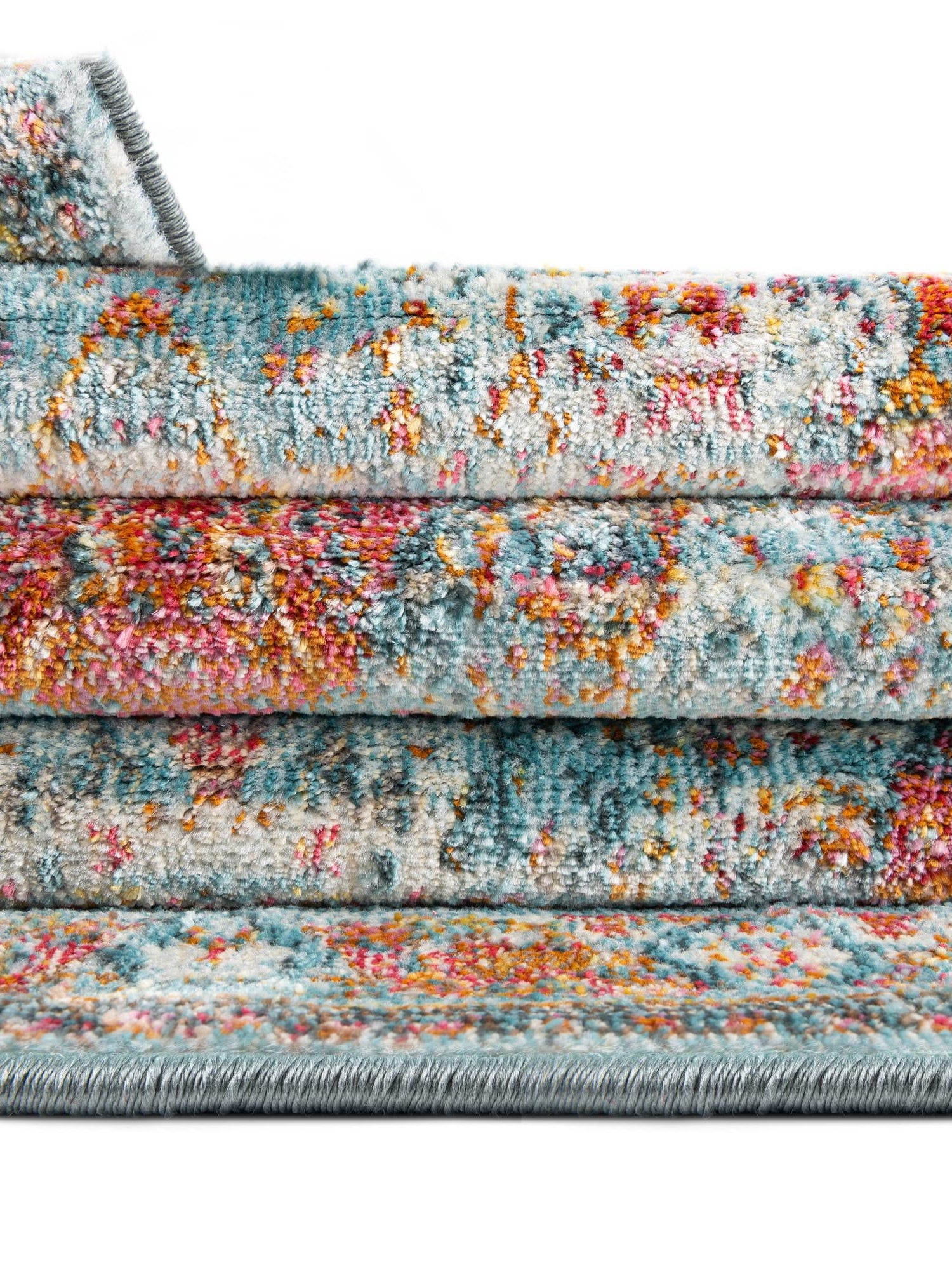 Light Blue 8' x 8' Baracoa Octagon Area Rug 100% Polypropylene Distressed Vintage Living Dining Room Office Traditional Carpet for Sale at Rug Engine