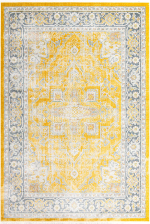 Yellow 10' x 14' Baracoa Rectangle Area Rug 100% Polypropylene Distressed Vintage Living Dining Room Office Traditional Carpet for Sale at Rug Engine