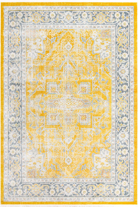 Yellow 10' x 14' Baracoa Rectangle Area Rug 100% Polypropylene Distressed Vintage Living Dining Room Office Traditional Carpet for Sale at Rug Engine