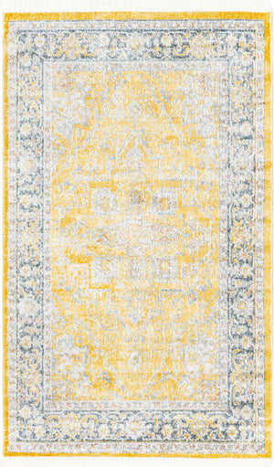Yellow 3' 3 x 5' 3 Baracoa Rectangle Area Rug 100% Polypropylene Distressed Vintage Living Dining Room Office Traditional Carpet for Sale at Rug Engine