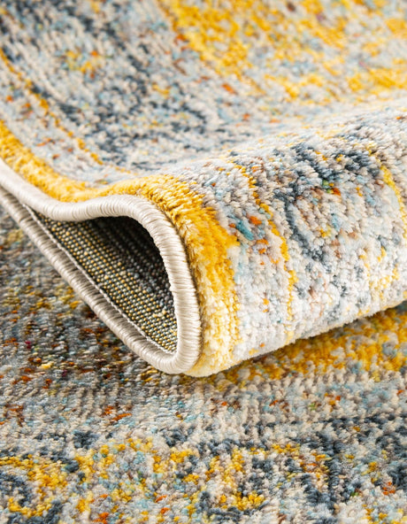 Yellow 5' x 5' Baracoa Square Area Rug 100% Polypropylene Distressed Vintage Living Dining Room Office Traditional Carpet for Sale at Rug Engine