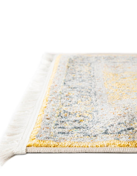 Yellow 8' x 8' Baracoa Square Area Rug 100% Polypropylene Distressed Vintage Living Dining Room Office Traditional Carpet for Sale at Rug Engine