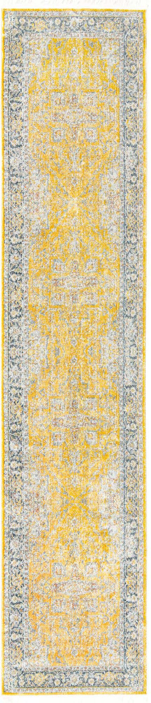 Yellow 2' 7 x 12' Baracoa Runner Area Rug 100% Polypropylene Distressed Vintage Living Dining Room Office Traditional Carpet for Sale at Rug Engine