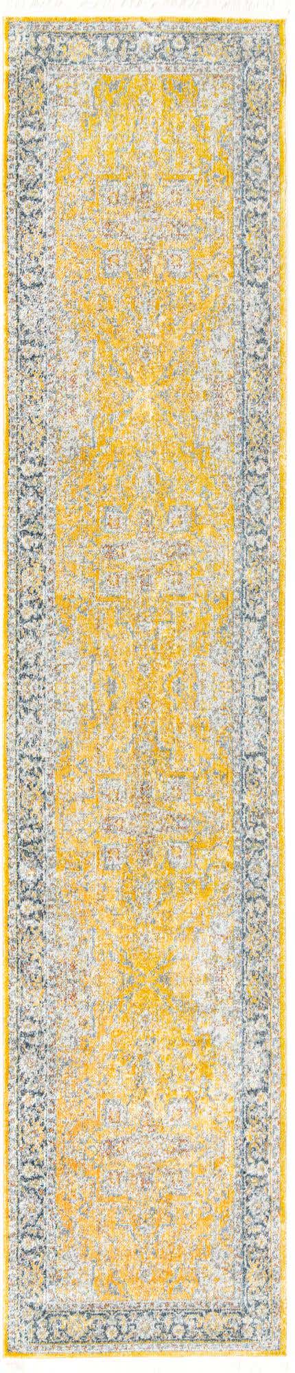 Yellow 2' 7 x 12' Baracoa Runner Area Rug 100% Polypropylene Distressed Vintage Living Dining Room Office Traditional Carpet for Sale at Rug Engine