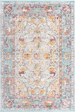 Light Blue 10' x 14' Baracoa Rectangle Area Rug 100% Polypropylene Distressed Vintage Living Dining Room Office Traditional Carpet for Sale at Rug Engine
